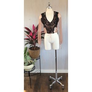 F21 Mesh and Crochet Top